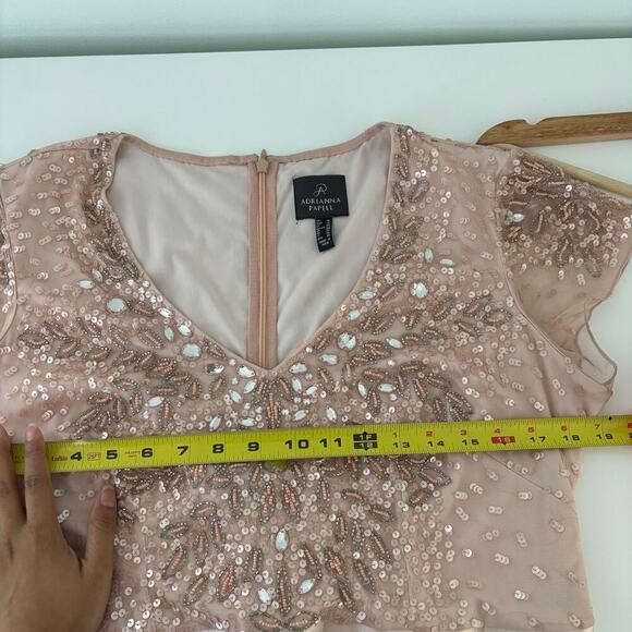 Adrianna Papell  Beaded Sequined Gown Size 16 Wedding Romantic Special Occasions - Picture 11 of 16